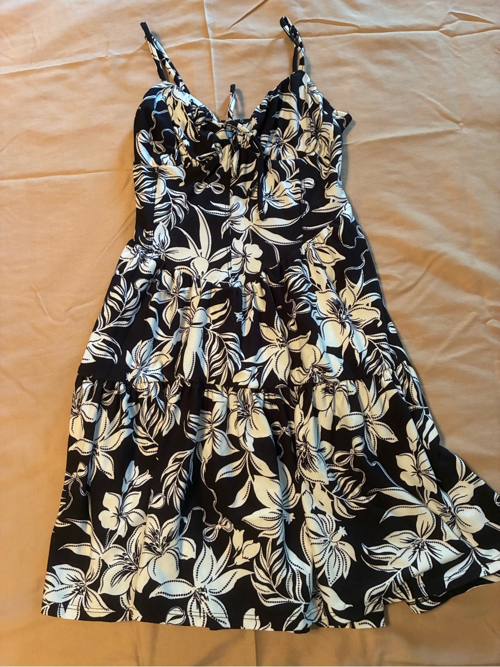 No Boundaries Women’s Black & White Floral Summer Sundress